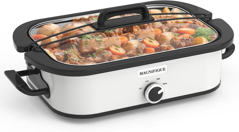 4QT Slow Cooker w/ Ceramic Nonstick Dish Temp Control Glass Lid7