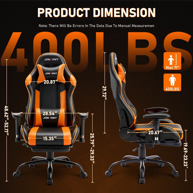 Game Chair,Ergonomically Designed Computer Chair with Headrest and 2D Armrests,W1