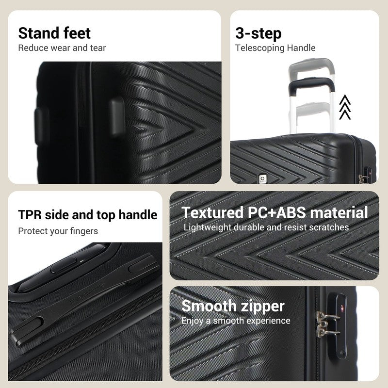 4 Piece Hardshell Luggage Set Hardside Lightweight Suitcase with TSA Lock Spinne2