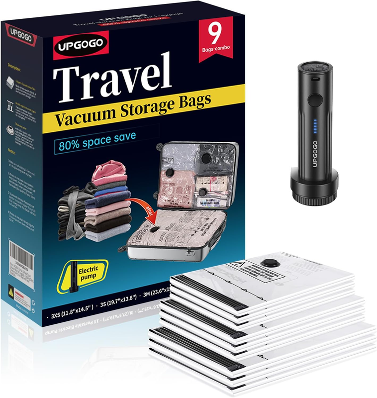 Travel Vacuum Storage Bags Electric Pump 9 Pack Compression Packing0