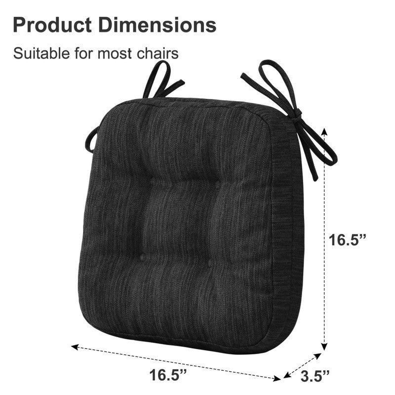 3.5" Tufted Dual-Layer Chair Cushions Set of 4 16.5"x16.5" Black1