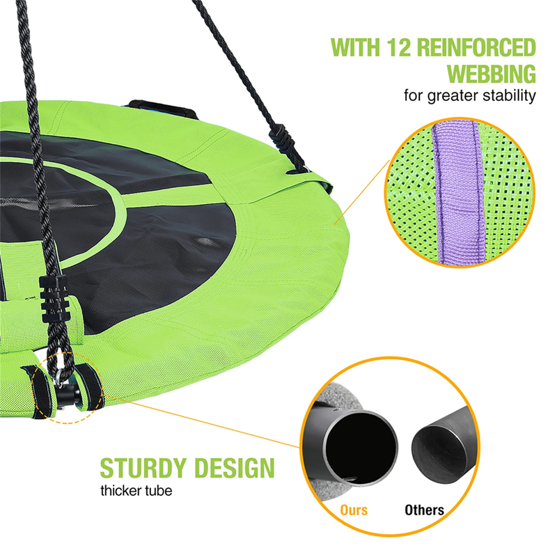 700Lb Saucer Tree Swing for Kids Adults 40" Waterproof Frame Includes 2 Tree Han1