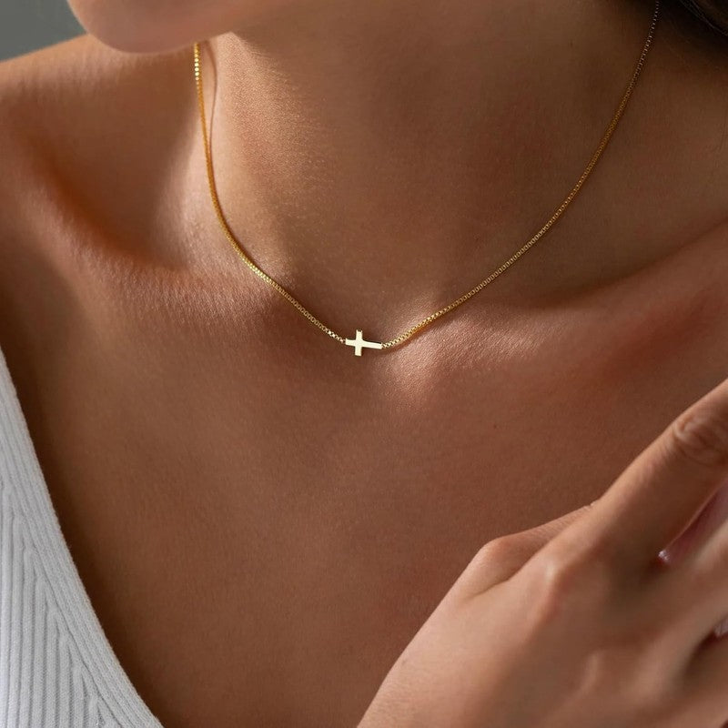 14K Gold/Silver Plated Dainty Cross Necklace for Women Religious Gift Jewelry1