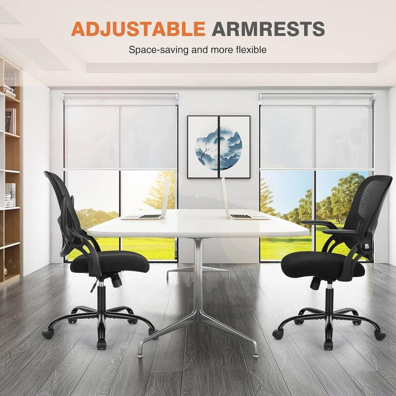 Ergonomic Mesh Office Chair with Lumbar Support and Flip Up Arms, Black5