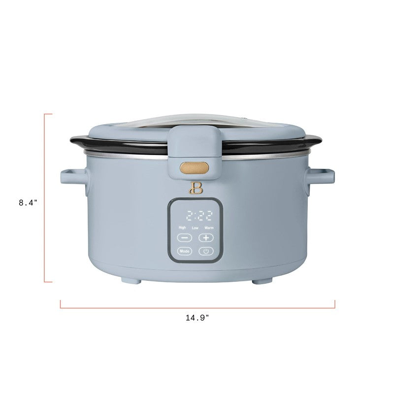 Drew Barrymore 4Qt Digital Slow Cooker Hinged Locking Lid Cornflower Blue9