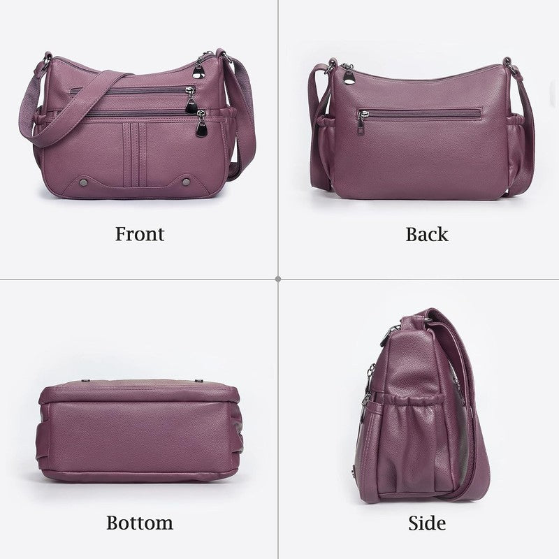 Women Soft PU Leather Crossbody Bag Multi Pocket Shoulder Handbag Tote Satchel3