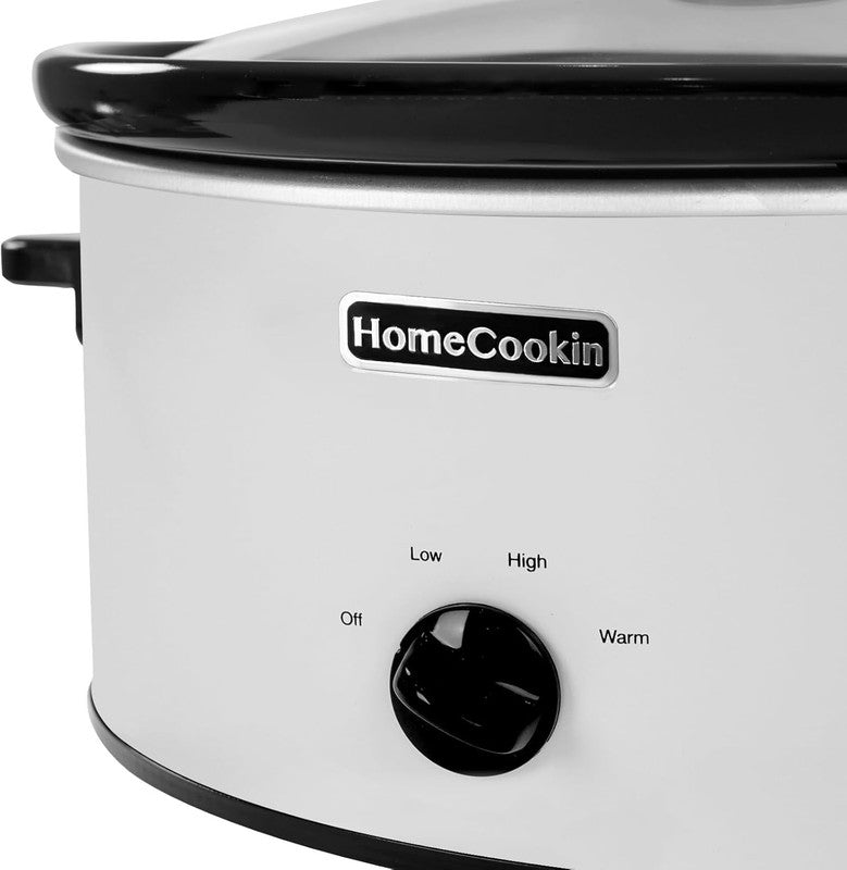 8Qt Slow Cooker Oval Manual Pot 3 Settings White Stainless Steel1