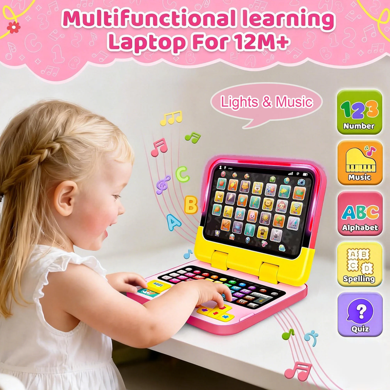 2-in-1 Kids Learning Laptop & Tablet – Montessori Educational Toy Ages 1-61