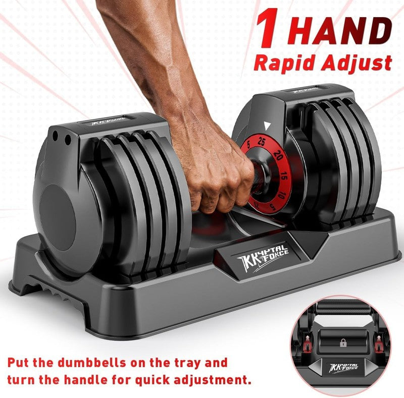 25/55lb Adjustable Dumbbells Set Anti-Slip Metal Handle Full Body Workout3