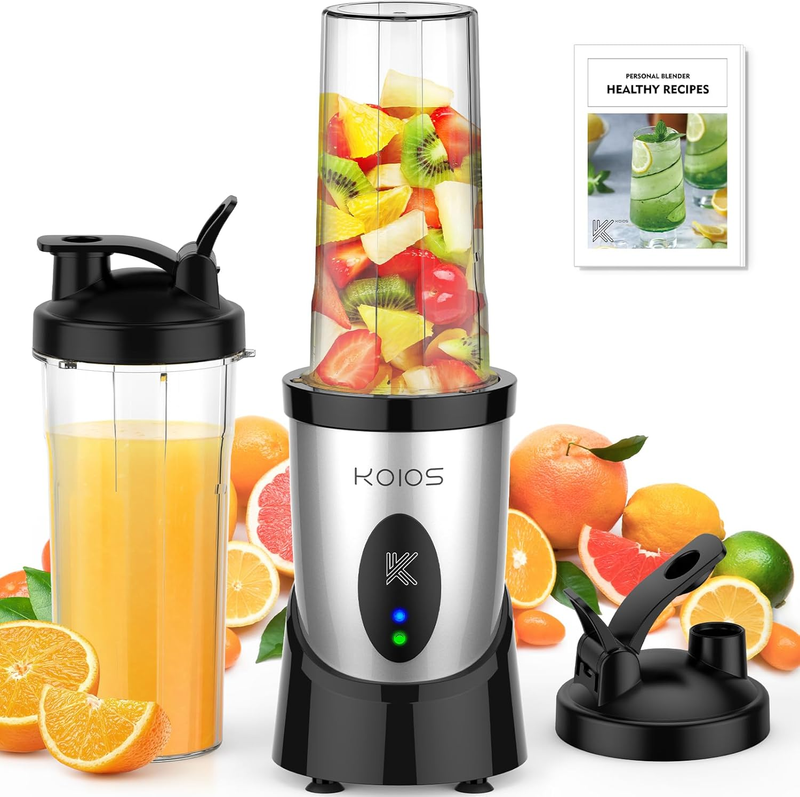 900W Personal Smoothie Blender w/ 2x22Oz Cups Single Serve Mixer Silver9