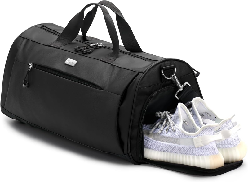 Gym Bag Unisex Duffel Shoe Compartment Wet Pocket Travel Sports Black M10