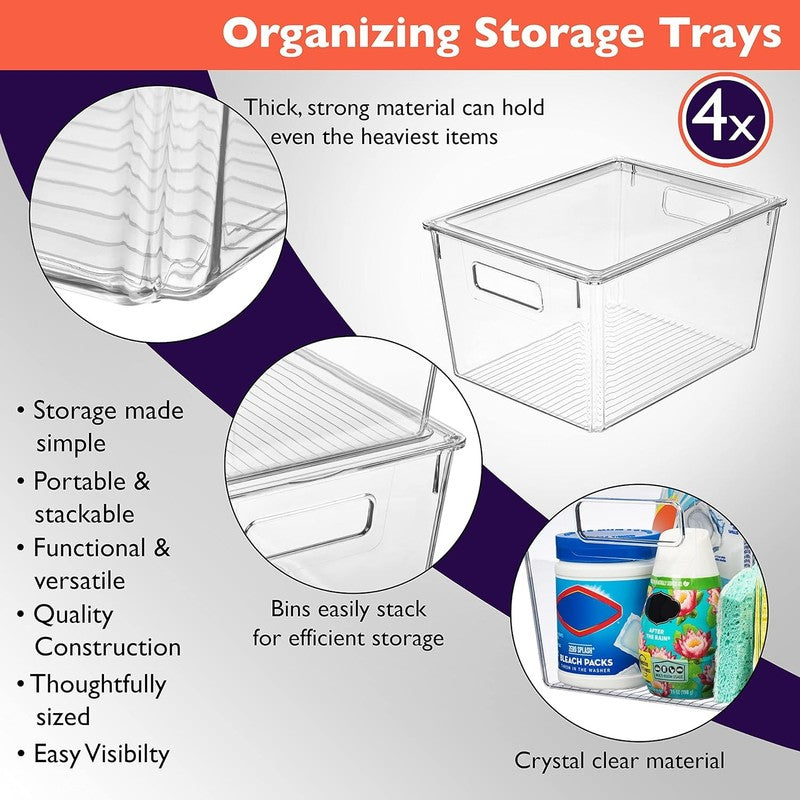 Plastic Storage Bins with Lids X-Large – Perfect Kitchen Organization, Desk Orga3