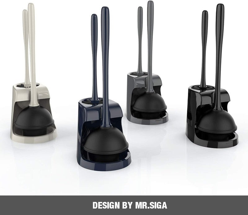 Toilet Plunger and Bowl Brush Combo for Bathroom Cleaning, Black, 1 Set2