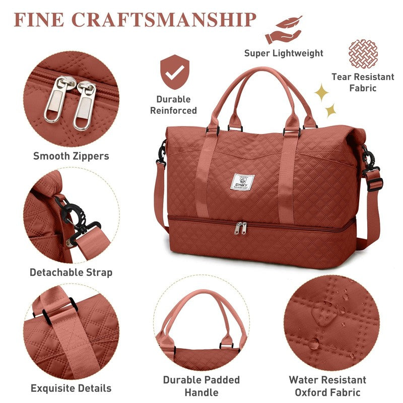 Travel Duffle Bag Weekender Bags for Women with Shoe Compartment Carry on Overni4