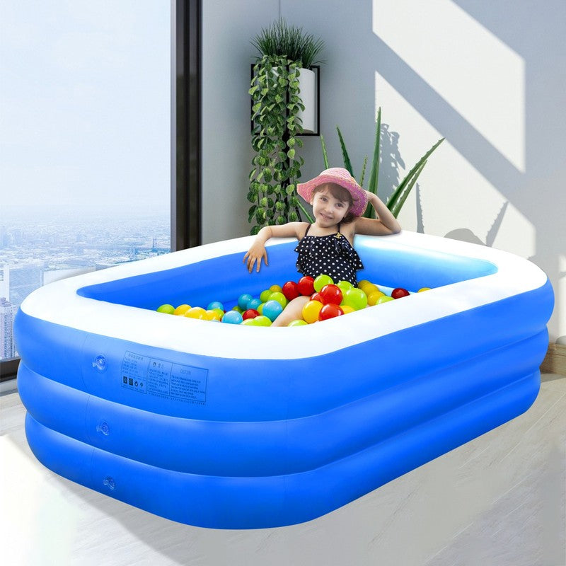 Inflatable Pools Kiddie Pool, 71" X 47" X 24" Indoor Rectangle Swimming Pool for9