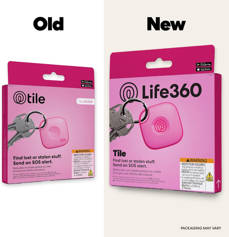 Bluetooth Tracker Tile Key Finder Item Locator iOS Android Pink Punch1