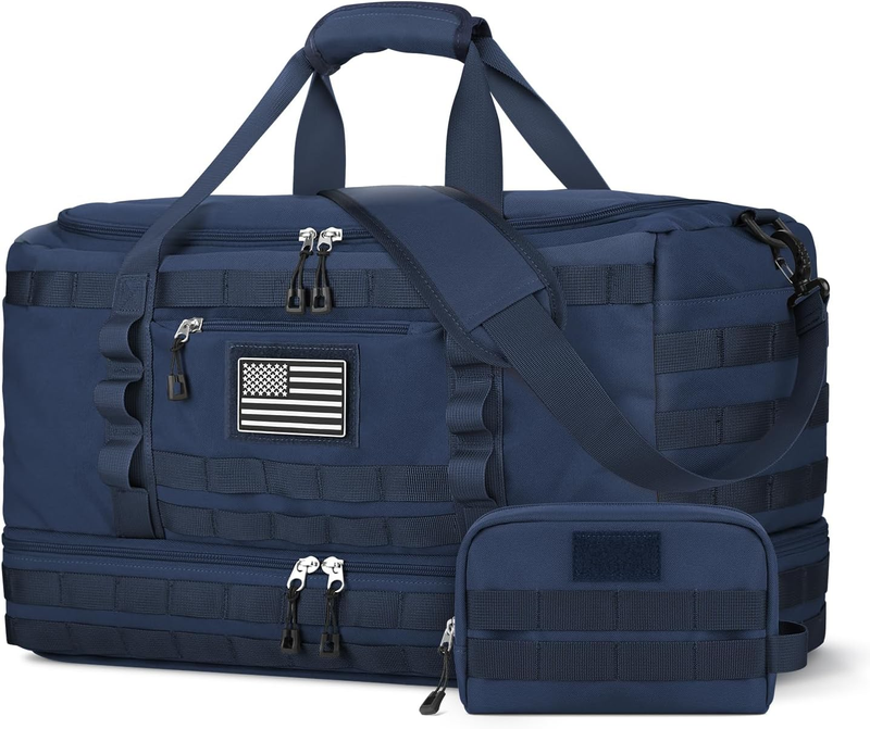 Travel Gym Tactical Duffle Bag Carry On w/ Shoe Compartment Wet Pocket Blue7