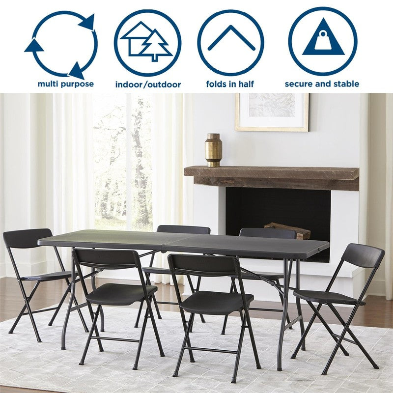 6 Foot Premium Folding Table, Black5