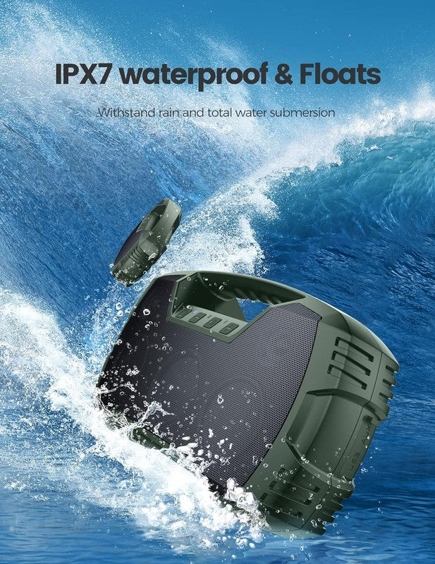 IPX7 Waterproof Bluetooth Speaker, 40W, 32H Playtime, Deep Bass, Green2