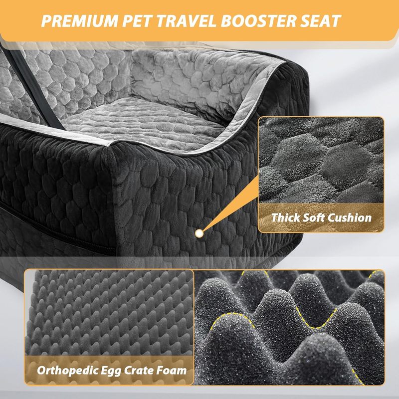 Dog Car Seat for Small/Medium Dogs, Memory Foam Dog Booster Seat, Travel Safety 3
