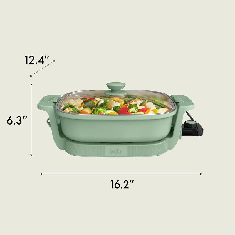 1200W Electric Skillet w/ Ceramic Coating Glass Lid Adjustable Temp7