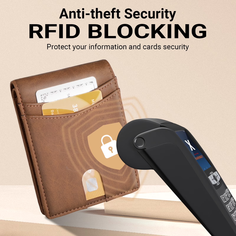 Wallet for Men, Slim Leather Rfid Blocking Mens Wallet with 2 ID Windows, Bifold3