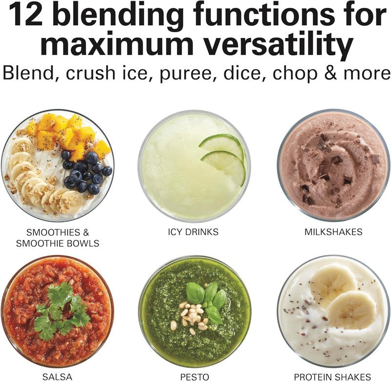 Blender with 40 Oz Glass Jar, 12 Functions, Smoothies & Ice Crush – Black5