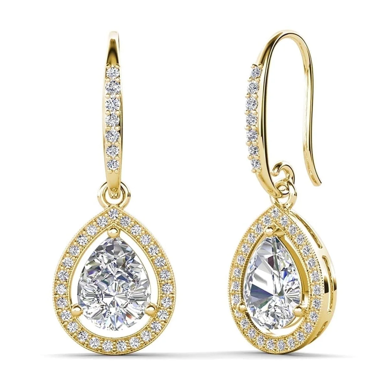 Isabel Dangle Earrings 18K Gold Plated w/ Simulated Diamond Crystals Women10