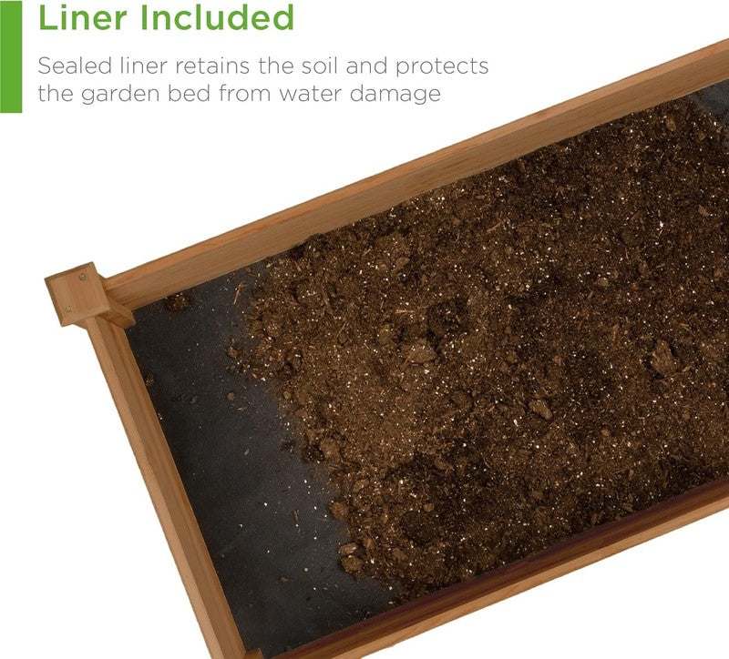 8FT Outdoor Wooden Raised Garden Bed Planter - Acorn Brown for Vegetables5