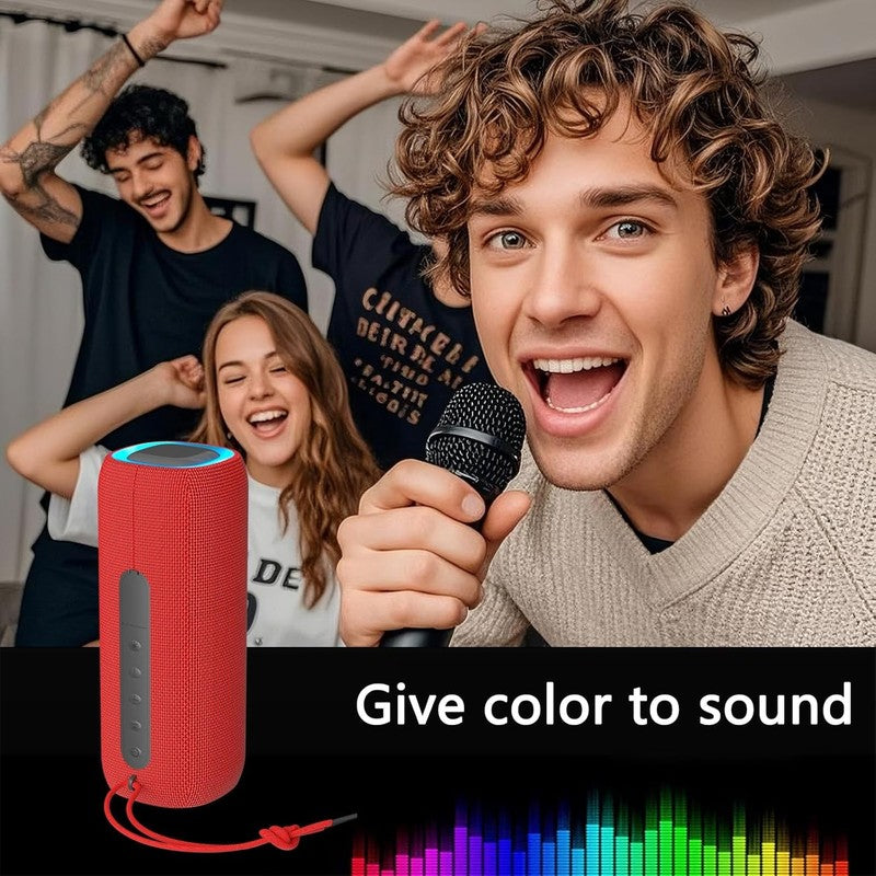 Bluetooth Speaker, IPX5 Waterproof, RGB Lights, BT5.3, TWS, Long Playtime, Red2