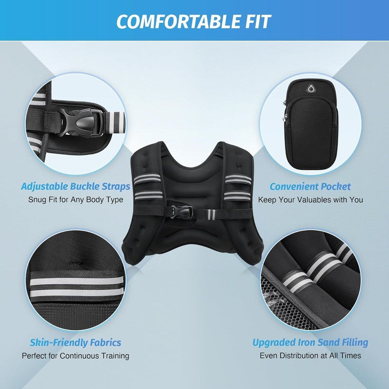 Weighted Vest, 6Lb/8Lb/12Lb/16Lb/20Lb/25Lb/30Lb Weight Vest with Reflective Stri1