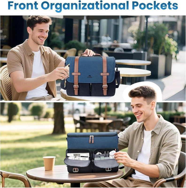 Messenger Bag 15.6 Inch Laptop Satchel USB Port Water Resistant Briefcase1
