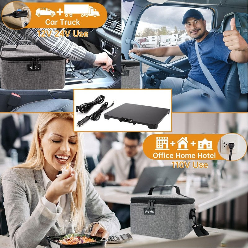 Portable Electric Lunch Box Oven Food Warmer 3 in 1 12V 24V 110V Grey2