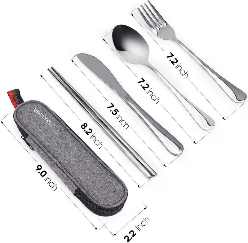 Reusable Travel Cutlery Set with Case Fork Spoon Stainless Steel Camping Kit6