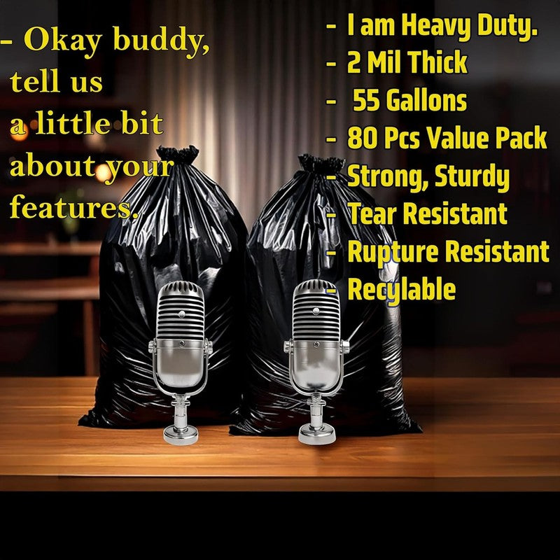 55 Gallon Heavy Duty Contractor Bags 2 Mil 80-Pack Yard Waste Trash Bags3