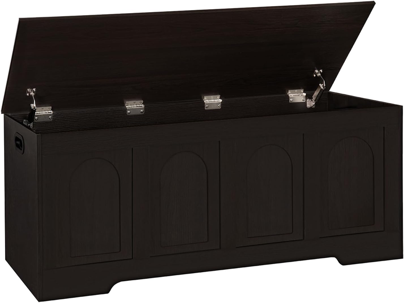 47.2'' Wooden Storage Chest Trunk Flip Top Entryway Shoe Bench Espresso0