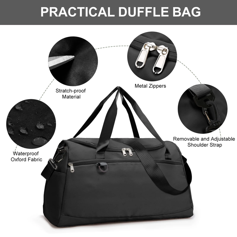 Travel Duffle Bag Gym Bags with Shoe Compartment Wet Pocket Waterproof for Weeke5