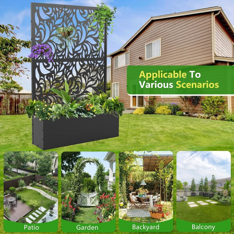71" H Metal Planter with Trellis, Outdoor Raised Garden Bed for Climbing Plants,3