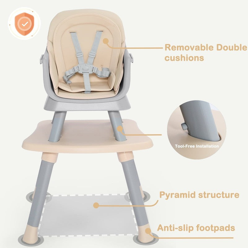 8 in 1 Baby High Chair, Toddler Dining Booster Seat for Eating, Khaki6