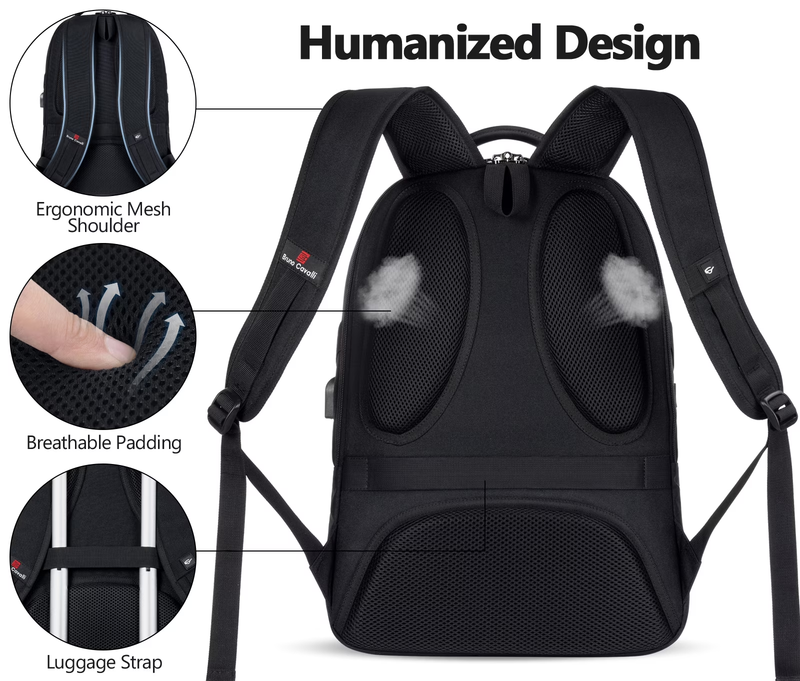 Laptop Backpack USB Charging Port Water Resistant Work Business Bag Men6
