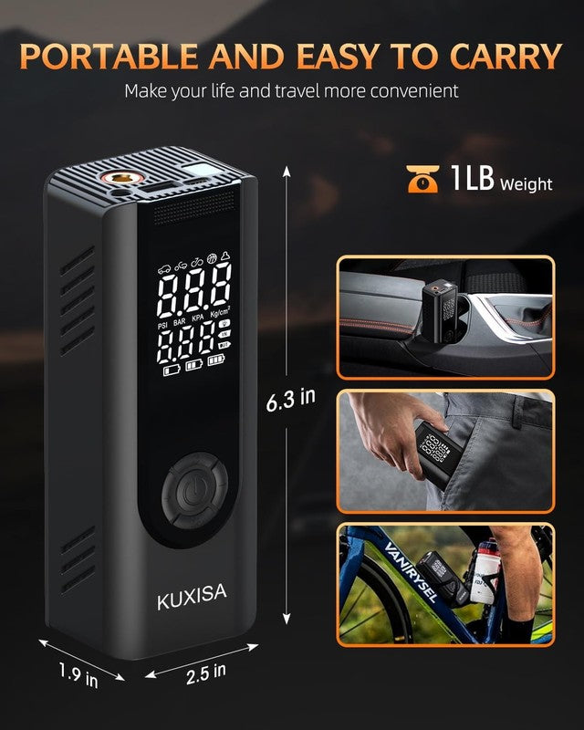 Portable Tire Inflator 180 PSI   Fast Air Pump with Digital Gauge & 25000mAh6