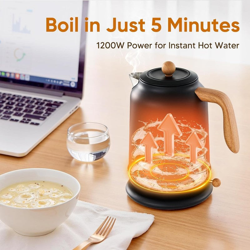 Electric Kettle 1.7L 1200W Thermometer Stainless Steel Auto Shut Off Black5