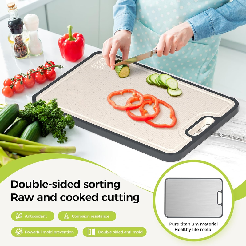 Titanium Cutting Board Double Sided Food Grade Kitchen Set 2 Sizes1