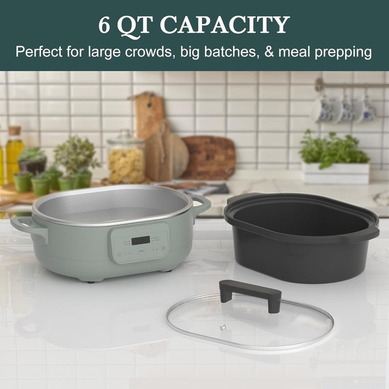6QT Programmable Slow Cooker w/ Nonstick Pot Keep Warm Olive3