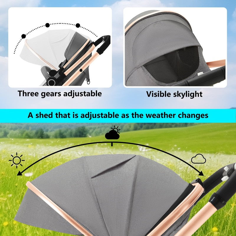 3-In-1 Convertible Baby Stroller with Big Seat and Adjustable Canopy, 24 Pound, 3