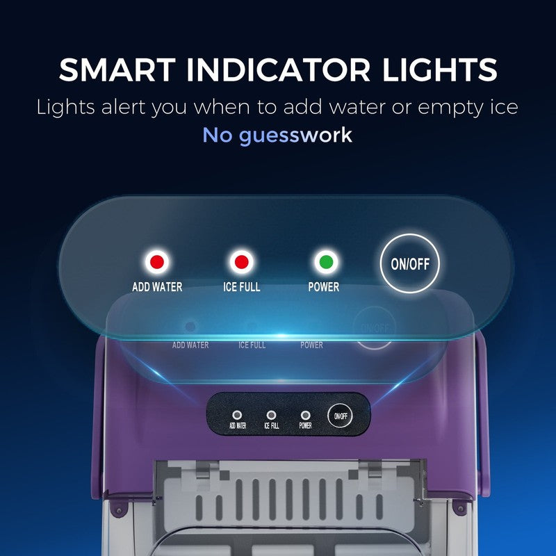 Countertop Ice Maker One Button 9 Bullet Ice in 6Min Auto Cleaning 26Lbs/24H5