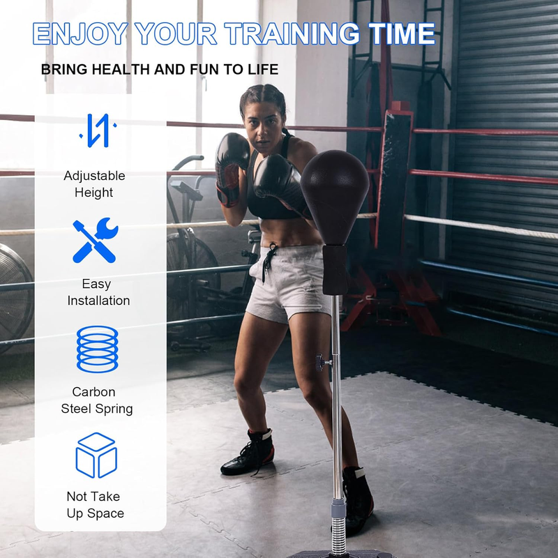 Punching Bag w Stand Fast Rebound Adjustable Height Boxing Training Fit7