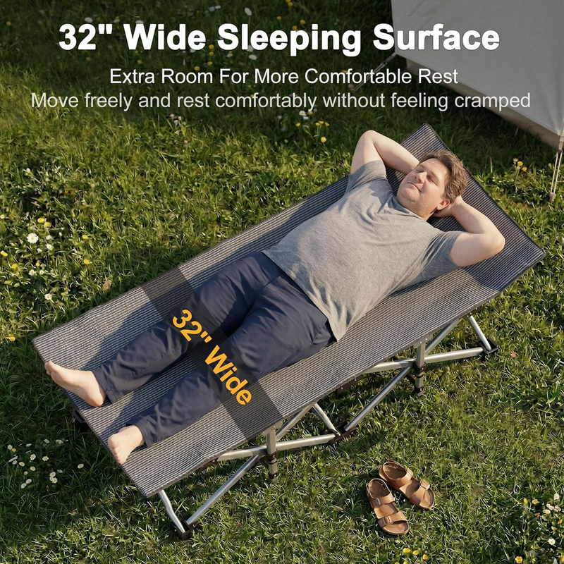 XXL Camping Cot 78x32 900LBS Heavy Duty Folding Bed w/ Mattress Pad 1200D Oxford2