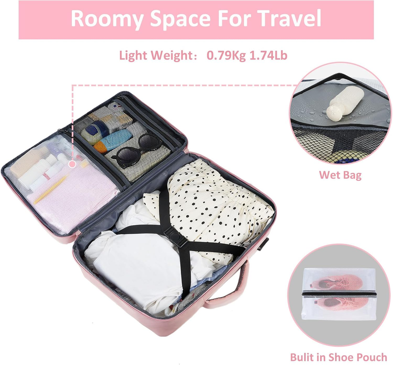 Travel Backpack for Women Carry On w/ USB Port Shoe Pouch TSA Pink3