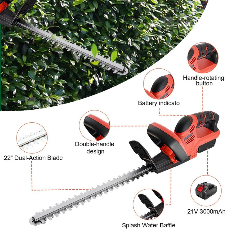22" Cordless Electric Hedge Trimmer – Battery-Powered Cutter for Bushes & Shrubs5